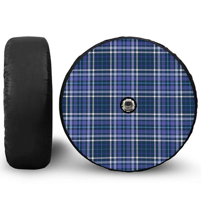 Blue Border Tartan Pattern Print Tire Cover With Camera Hole