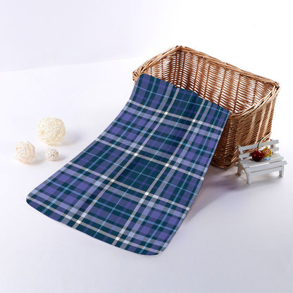 Blue Border Tartan Pattern Print Towel