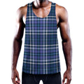 Blue Border Tartan Pattern Print Men's Workout Tank Top