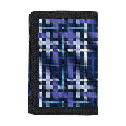 Blue Border Tartan Pattern Print Trifold Wallet