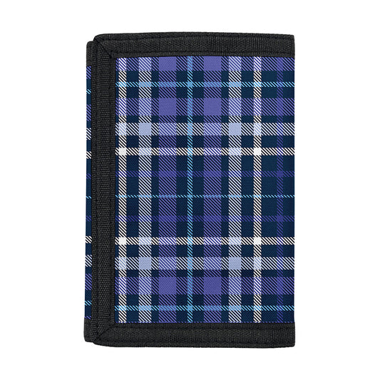 Blue Border Tartan Pattern Print Trifold Wallet