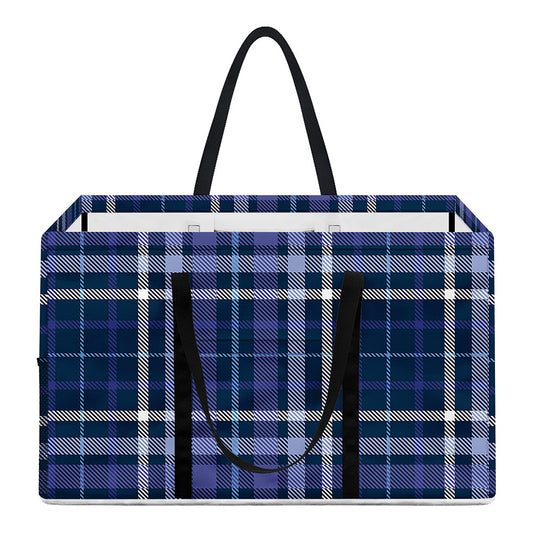 Blue Border Tartan Pattern Print Utility Tote Bag