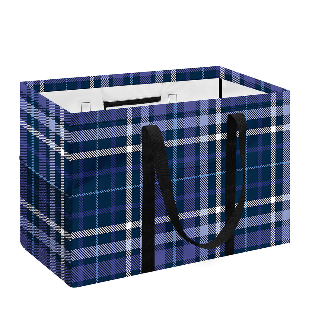 Blue Border Tartan Pattern Print Utility Tote Bag