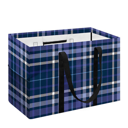 Blue Border Tartan Pattern Print Utility Tote Bag