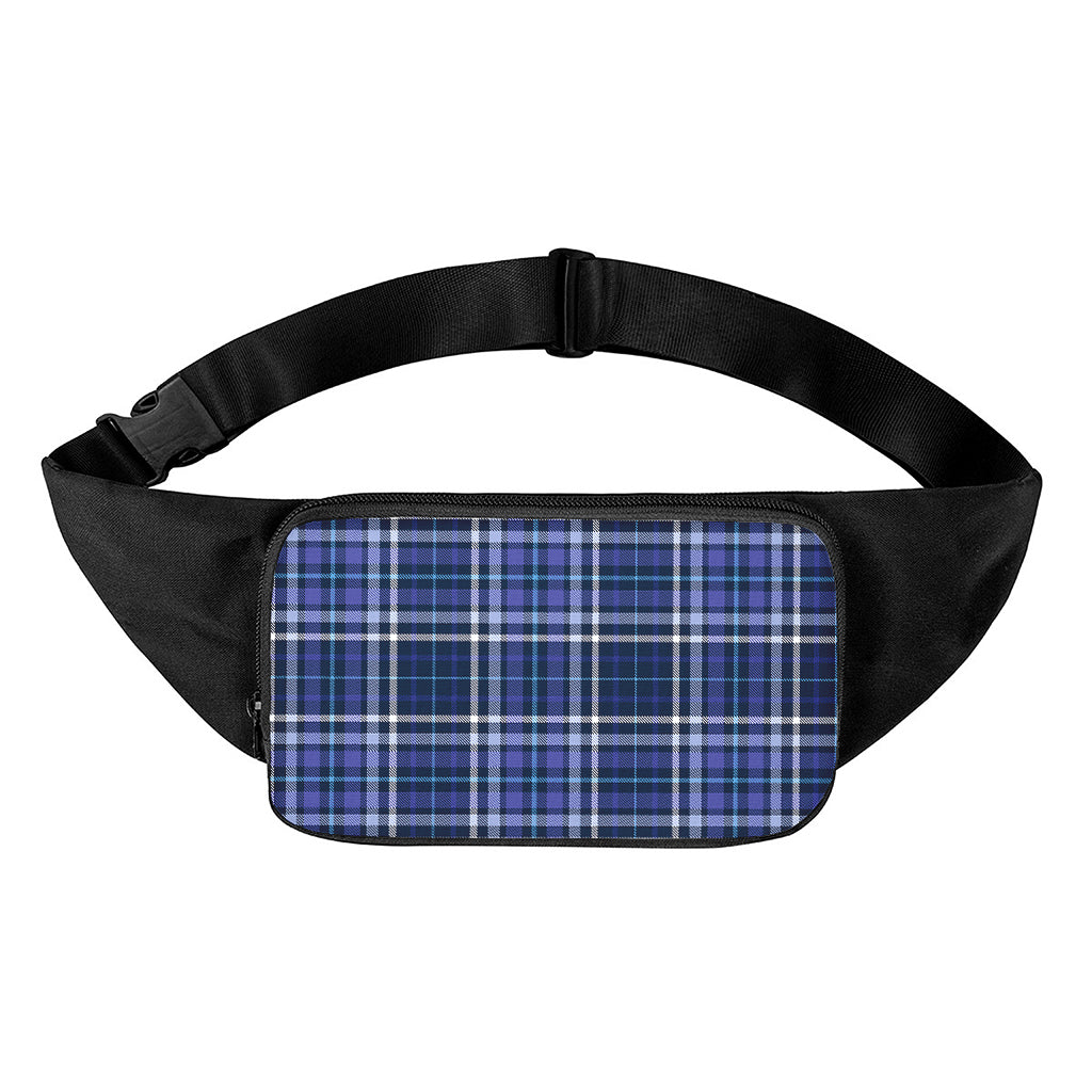 Blue Border Tartan Pattern Print Waist Bag