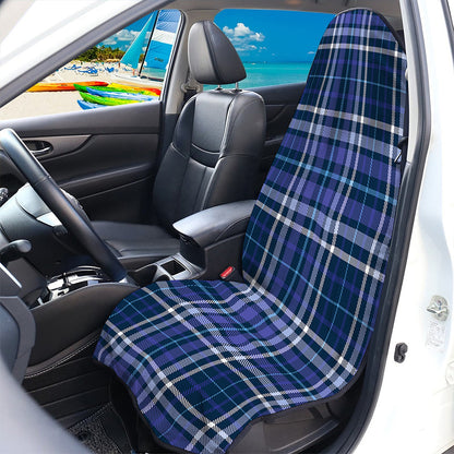 Blue Border Tartan Pattern Print Waterproof Car Seat Cover