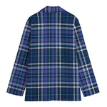 Blue Border Tartan Pattern Print Women's Blazer