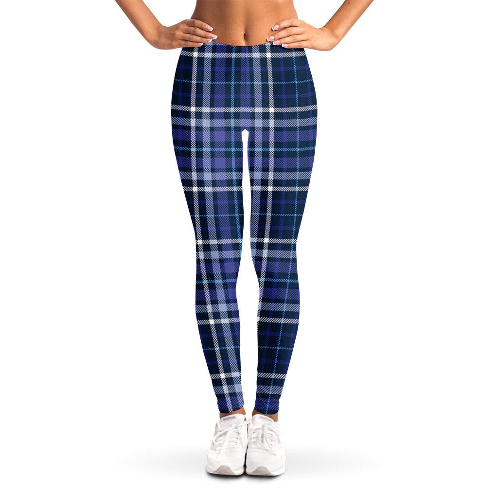 Blue Border Tartan Pattern Print Women's Leggings