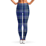 Blue Border Tartan Pattern Print Women's Leggings