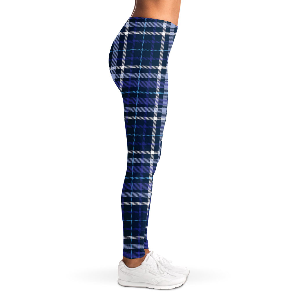 Blue Border Tartan Pattern Print Women's Leggings