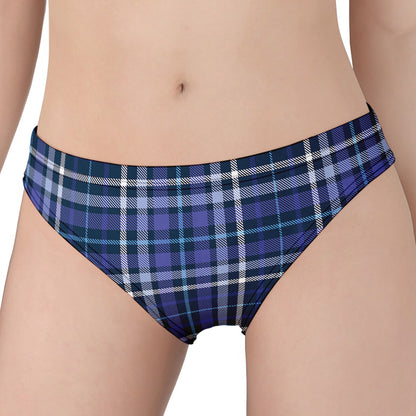 Blue Border Tartan Pattern Print Women's Panties