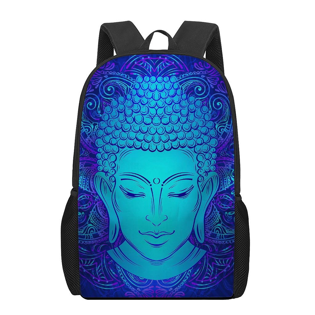 Blue Buddha Print 17 Inch Backpack