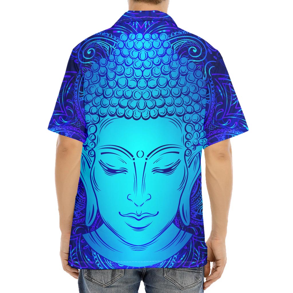 Blue Buddha Print Aloha Shirt