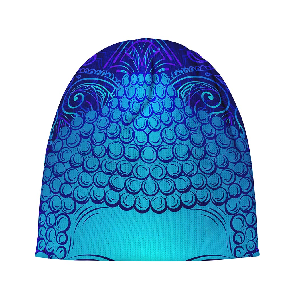 Blue Buddha Print Beanie