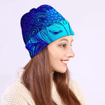 Blue Buddha Print Beanie