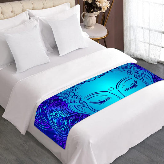 Blue Buddha Print Bed Runner