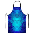 Blue Buddha Print Bib Apron With Pocket
