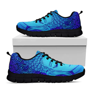 Blue Buddha Print Black Running Shoes