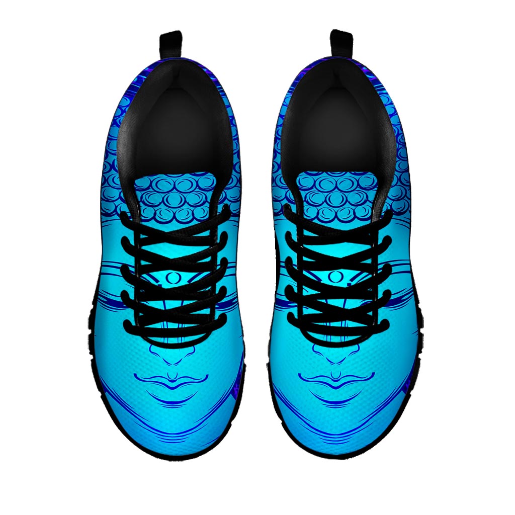 Blue Buddha Print Black Running Shoes