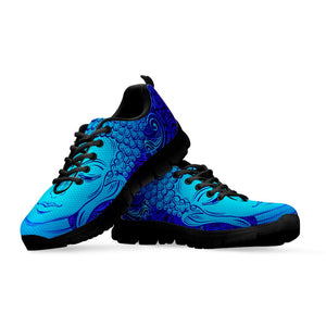 Blue Buddha Print Black Running Shoes