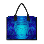 Blue Buddha Print Canvas Tote Bag
