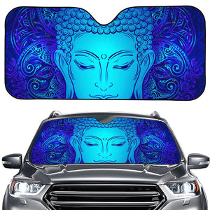 Blue Buddha Print Car Windshield Sun Shade