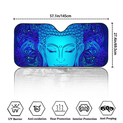 Blue Buddha Print Car Windshield Sun Shade