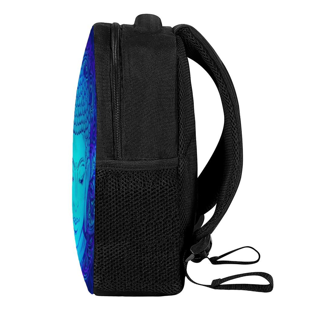 Blue Buddha Print Casual Backpack