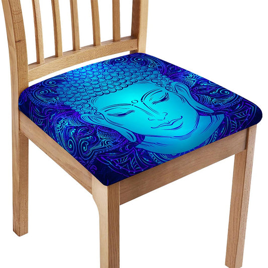 Blue Buddha Print Chair Cushion Cover