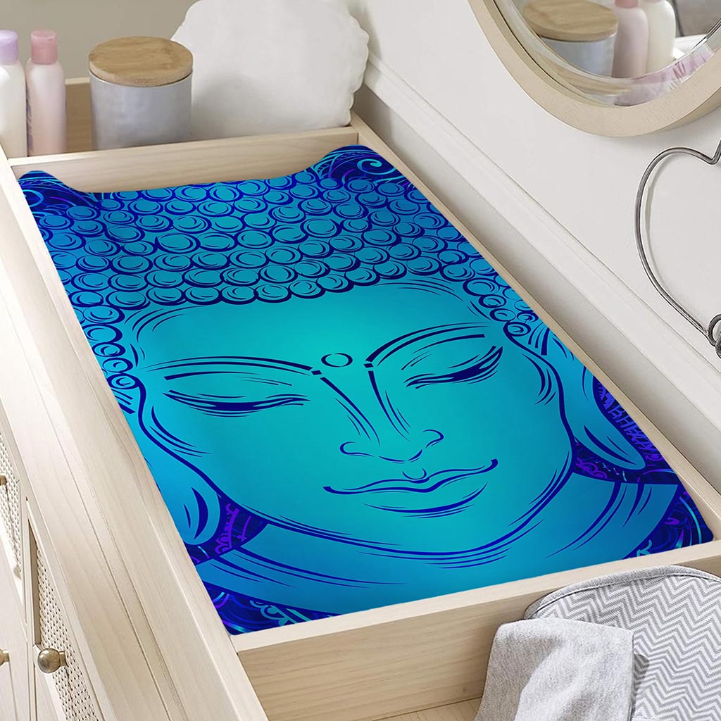 Blue Buddha Print Changing Pad Cover
