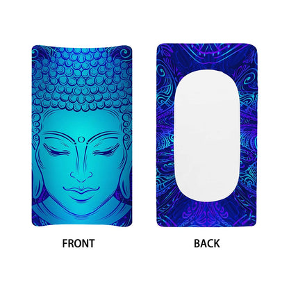 Blue Buddha Print Changing Pad Cover