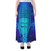 Blue Buddha Print Chiffon Maxi Skirt