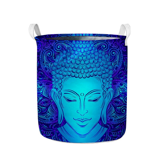 Blue Buddha Print Collapsible Laundry Basket