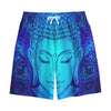 Blue Buddha Print Cotton Shorts