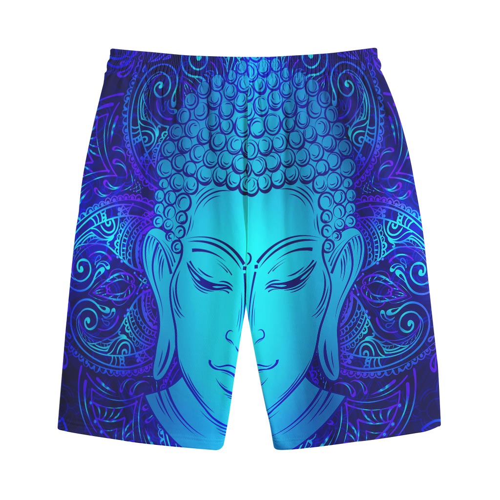 Blue Buddha Print Cotton Shorts