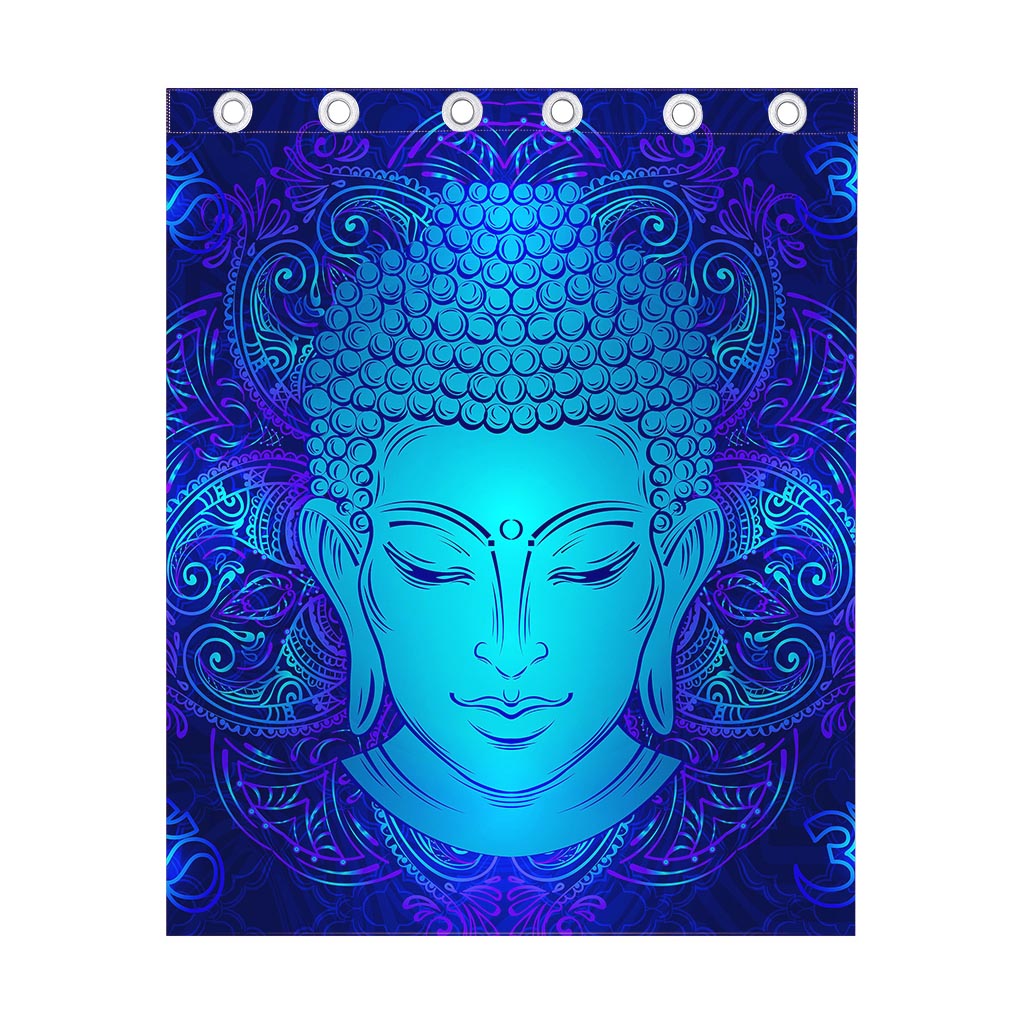 Blue Buddha Print Curtain