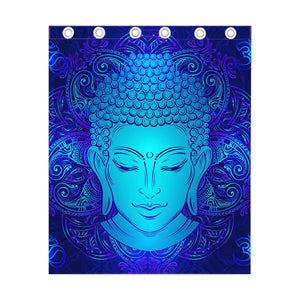 Blue Buddha Print Curtain