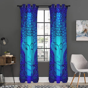 Blue Buddha Print Curtain