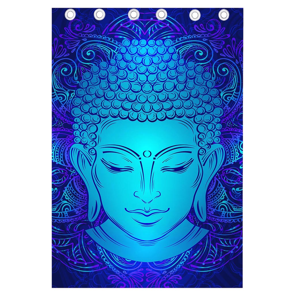 Blue Buddha Print Curtain