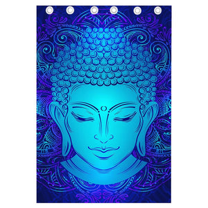 Blue Buddha Print Curtain