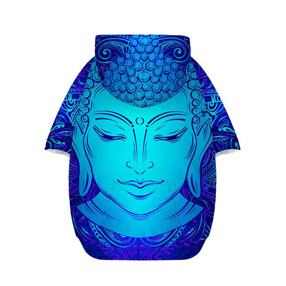 Blue Buddha Print Dog Zip Up Hoodie