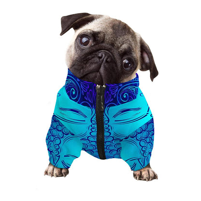 Blue Buddha Print Dog Zip Up Jacket