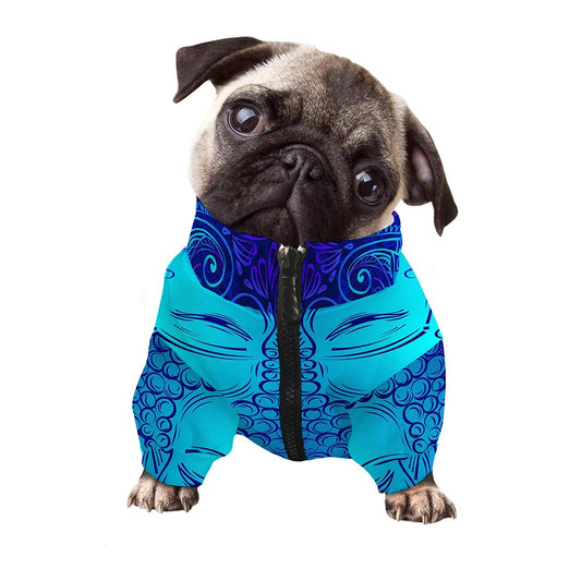 Blue Buddha Print Dog Zip Up Jacket