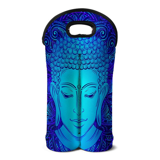 Blue Buddha Print Double Neoprene Wine Tote