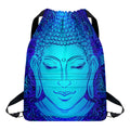Blue Buddha Print Drawstring Backpack