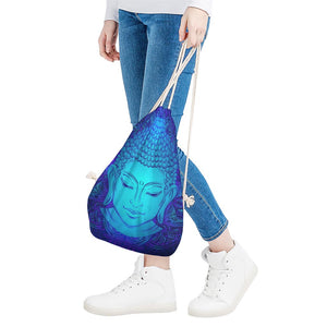 Blue Buddha Print Drawstring Bag