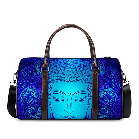 Blue Buddha Print Duffle Bag