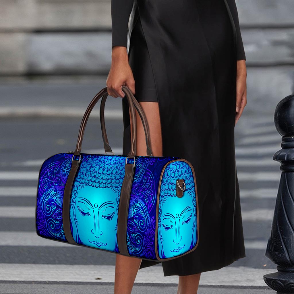 Blue Buddha Print Duffle Bag