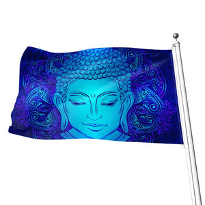 Blue Buddha Print Flag