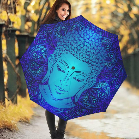 Blue Buddha Print Foldable Umbrella